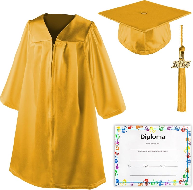 Class Act Graduation Shiny Kindergarten Preschool Graduation Cap & Gown with Matching Tassel and Diploma Certificate - Image 5
